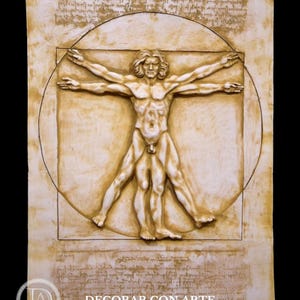 Vitruvian Man Relief: Leonardo da Vinci Molded Marble Reproduction