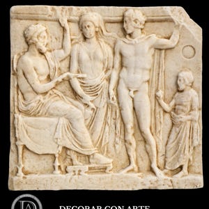 Handcrafted Marble Greek Relief: Classical Art Reproduction