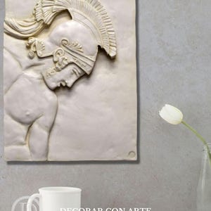 Achilles Relief Sculpture: Molded Marble, Handmade in Spain (18.9 x 14.57in)