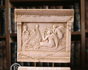 Ulysses and the Sirens Relief. 26x24 cm (10.24x9.45 in). Handcrafted Molded Marble Reproduction