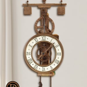 Handmade Wooden Wall Clock: 15th Century Style Reproduction (15.74 x 7.87in)