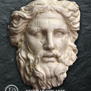 Fragment of Head of Zeus-Jupiter. 16.14in. Molded marble. Handmade in Europe.