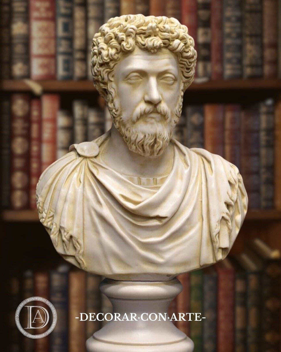 Busto de Marco Aurelio hecho a mano: reproducción de escultura de mármol, decoración de arte antiguo