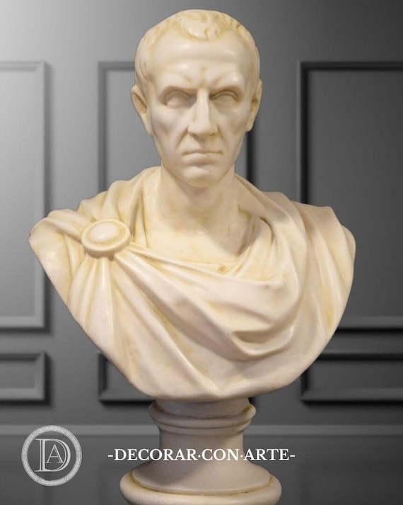 Bust of Julius Caesar. 64 cm (25.2 inches). Molded marble. Handmade in Europe.