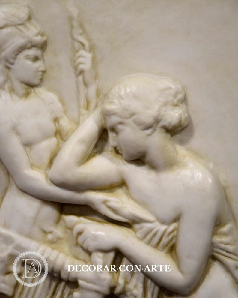 Relieve de las musas. 51x43 cm (20.08x16.93 in) Reproducción en mármol moldeado. Hecho a mano en España. Decoración de interior y jardín imagen 4