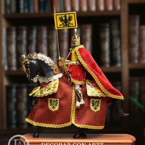 Medieval Knight Figure: Barbarossa, Handcrafted Metal & Fabric Decoration