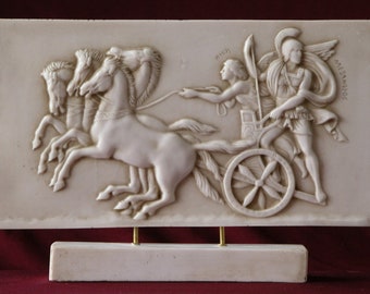 Alexander the Great. Relief with base. 34x22 cm (13.39x8.66 in). Molded marble. Handmade in Spain. Art reproductions for decoration and gift