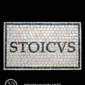 Mosaic. &quot;Stoicus&quot; (Stoic). 9.45 x 5.9 in. (24x15cm). Reproduction of roman mosaics. Handmade in Spain