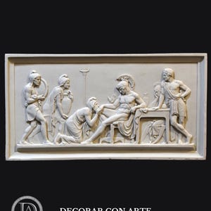 Achilles and Priam Relief: Molded Marble Reproduction, Handmade in Europe (49x26cm)