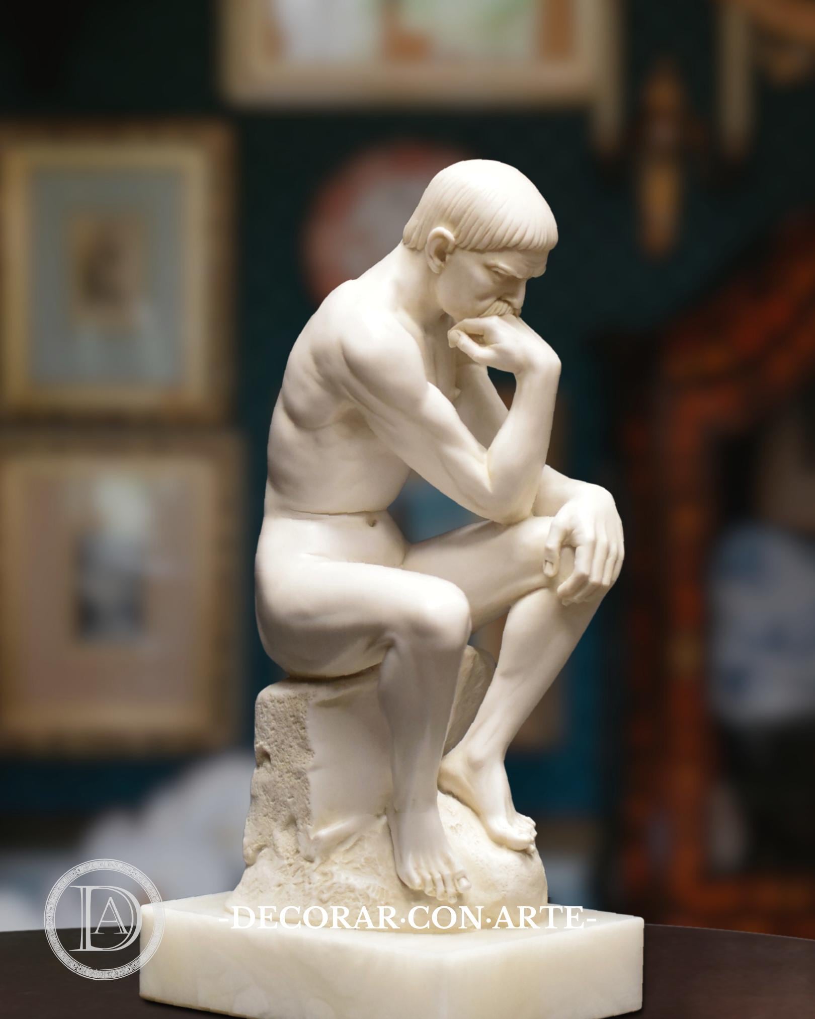 The Thinker Sculpture: Molded Marble Rodin Reproduction, Handmade in Europe