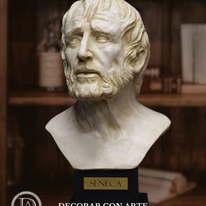 Seneca Bust. 31 cm (12.2 in). Molded Marble. Handmade in Spain. Reproductions of Classic Art for Decoration and Gift.