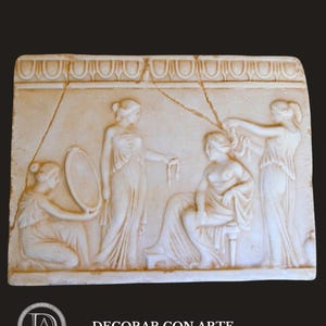 Venus with Mirror Marble Relief: Handcrafted Classical Art Reproduction