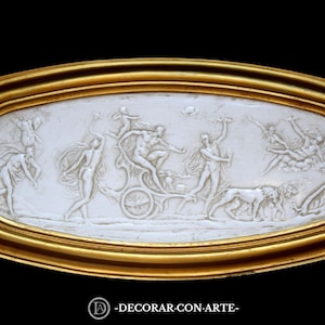 Triumph of Jupiter Relief: Neoclassical Molded Marble Art (16.1x7.9 in)