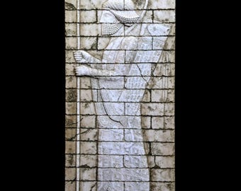 Persian Archer Relief. 111 x 44cm (43.70x17.32 in).  Molded Marble Mesopotamian Art Reproduction
