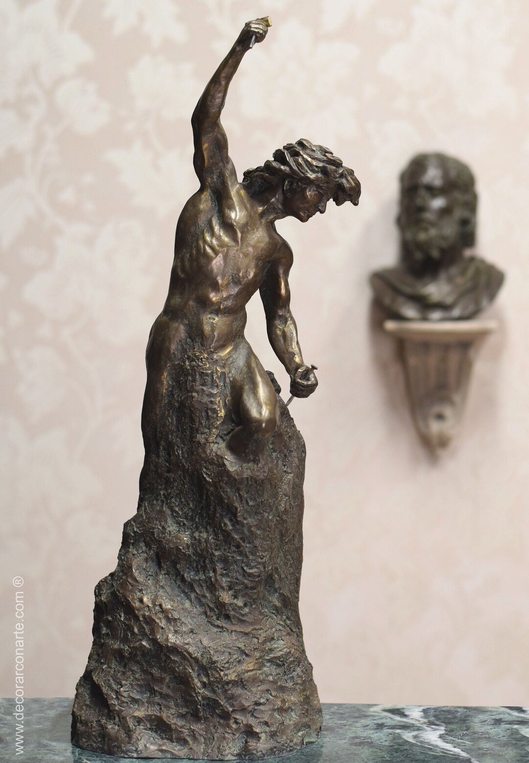 Sculpture the Selfmade Man. Bronze Patina. 22.44 In. Handmade in Europe. Etsy