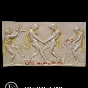 Fauns Treading Grapes Relief: Molded Marble Reproduction, Handmade in Spain