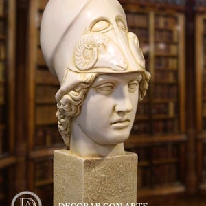 Bust of Athena. Molded marble. 53cm (20.87in) Made in Europe
