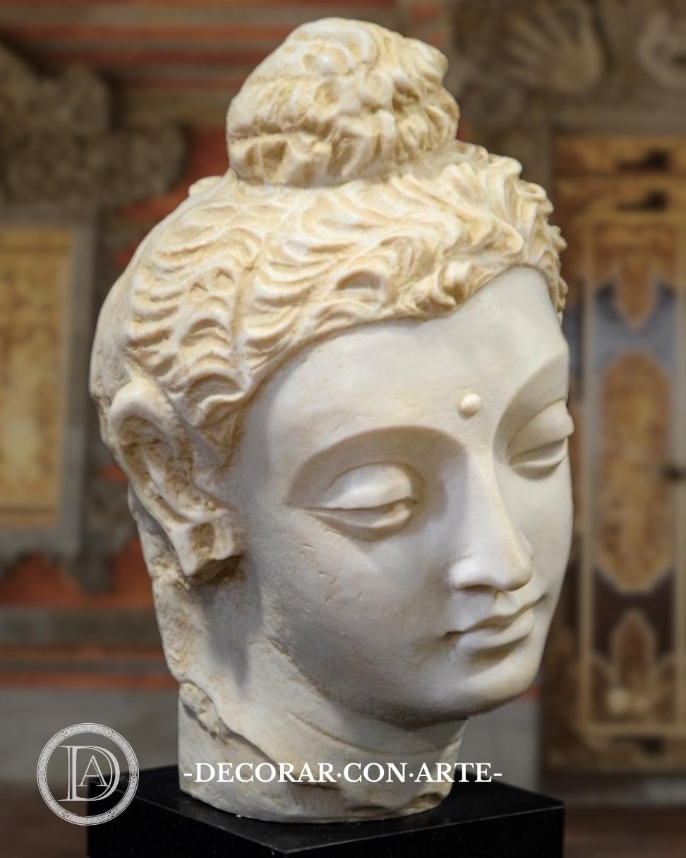 Gandhara Buddha Head. 28 Cm (11.02 In) Sculptures. Molded