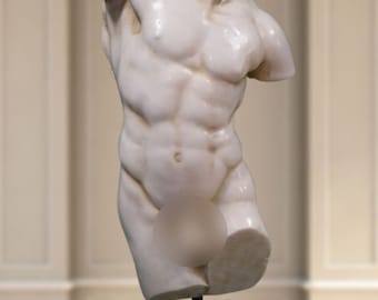 Hercules torso. 17.72in. Marble finish. Handmade in Europe.