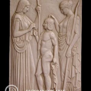 Eleusis Relief: Handcrafted Marble Reproduction, Greek Mythology Art (9.4x13.8 in)