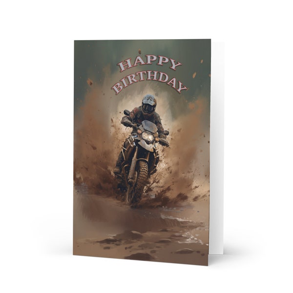 BMW birthday card for a mad motorbiker! off road trail riding Greeting card