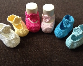 3 Größen 7 Farben glanz Baumwoll-Baby-Schühchen babyschuhe Häkelschuhe wollschuhe Babyschühchen