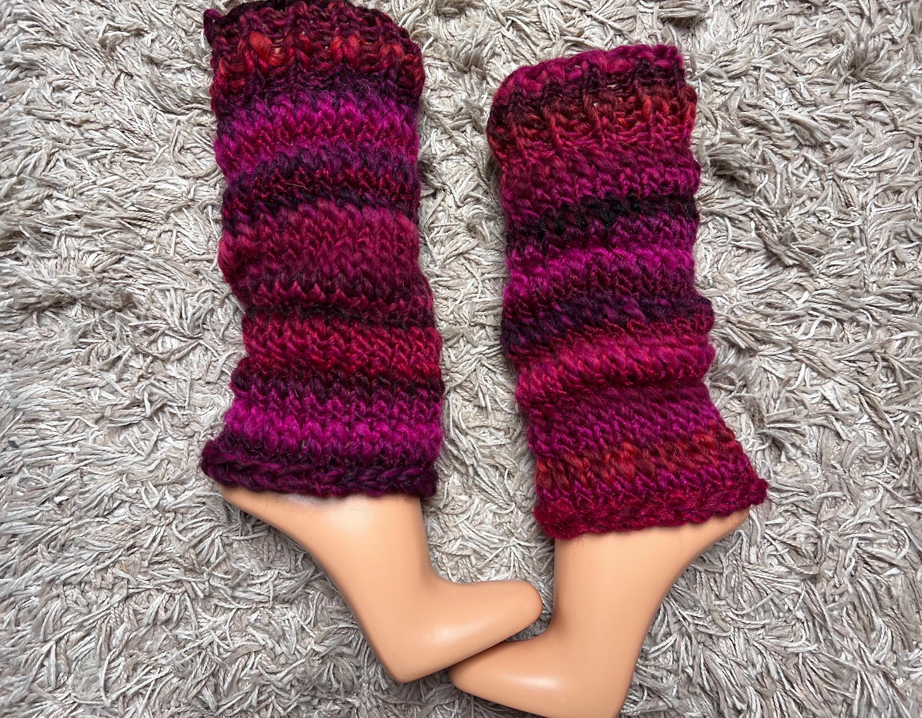 Beinstulpen dicke Beere lila pink rot one size handgestrickt