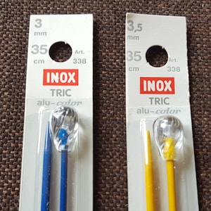 INOX lange Alu Stricknadeln 35cm 3mm 3,5mm Metall Nadeln stricken handgestrickt