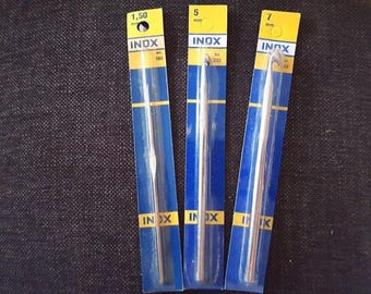 Prym stainless steel filet crochet hook, crochet needle 0.6 mm, 0.75 mm, 1 mm, 2 mm, 2.5 mm, 3 mm, 4 mm, 4.5 mm, 5 mm, 5.5 mm, 6 mm, 7 mm, 8 mm, silver metal, Tunisian dreadlocks