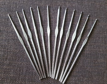 Filet Häkelnadel 0,6mm 0,75mm 0,85mm 0,9mm 1mm 1,1mm 1,25mm 1,4mm 1,5mm 1,6mm 1,9mm 3mm 3,5mm 5mm Metall Häkelhaken tunesische Dreads Lace