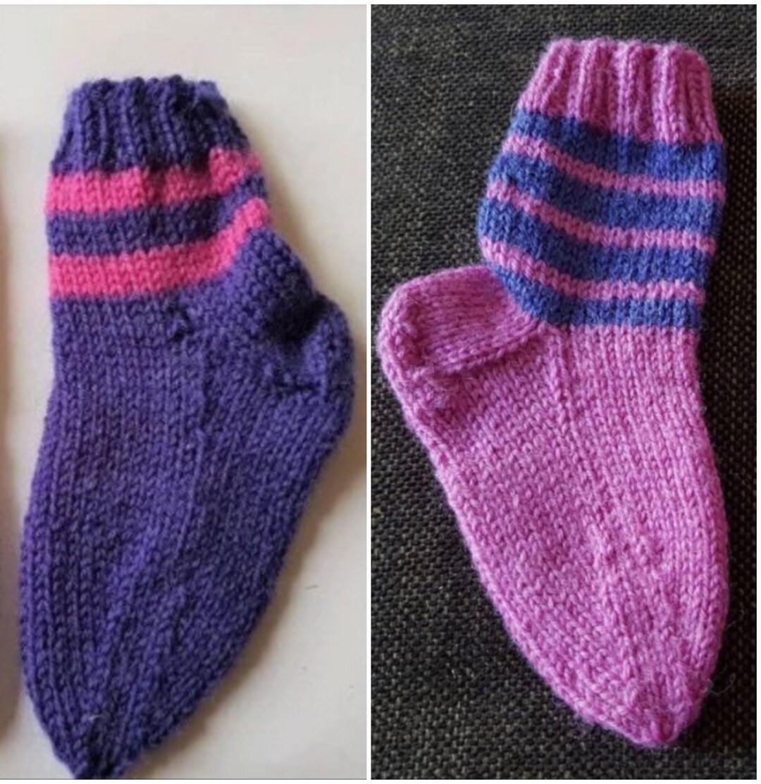 Select 18 19 Pink Purple Baby Socks Kids Socks Hand Knitted Etsy