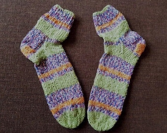 38 39 green orange blue red striped socks knitted socks knitted wool socks women's short socks sneaker hand-knitted