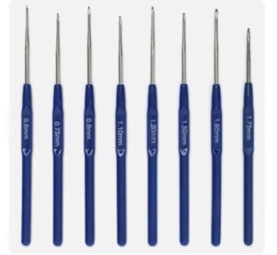 Coopay Lot De 12 Petits Crochets Fins - Taille : 0,6 Mm, 0,75 Mm, 0,85 Mm, 0,9 Mm, 1,0 Mm, 1,1 Mm, 1,25 Mm, 1,4 Mm, 1,5 Mm, 1,6 Mm, 1,75 Mm, 1,9 Mm