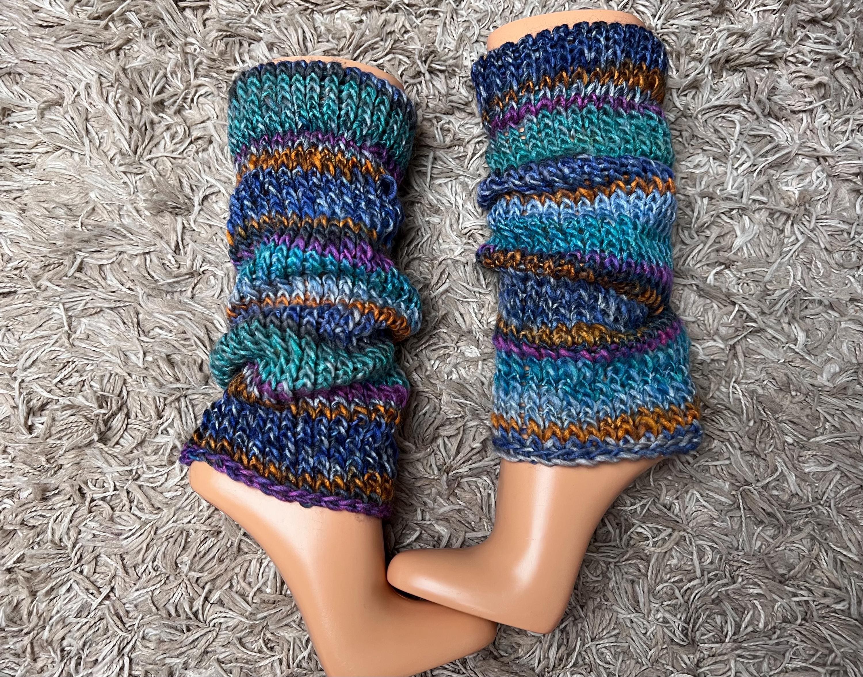 40cm weiche Merino Beinstulpen blau grün grau orange lila bunt one