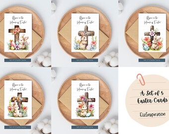 Easter Card Set Digital Download, Printable Easter Card Set, Happy Easter Cards, Easter Gift, Easter Bunny Cards, Easter Greeting Cards