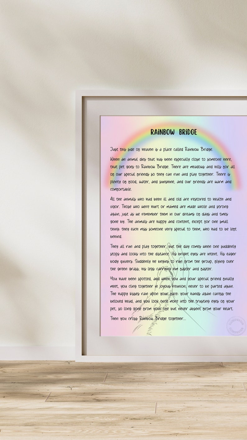 Rainbow Bridge Poem Digital Print - Pet Loss Memorial Print - Sympathy