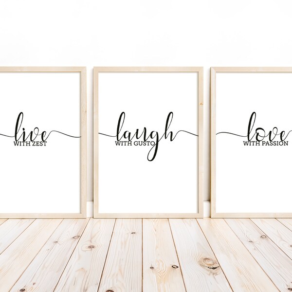 Live Laugh Love Wall Art Prints - Inspirational Quotes Digital Download - Home Decor Printable Typography - Instant Download