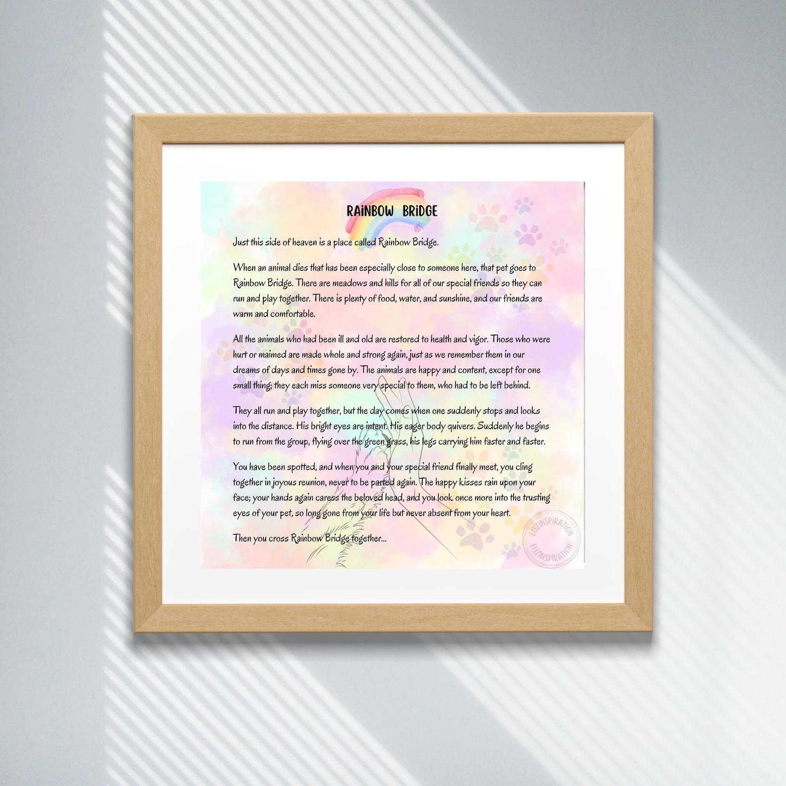 Rainbow Bridge Poem Digital Print - Pet Loss Memorial Print - Sympathy ...