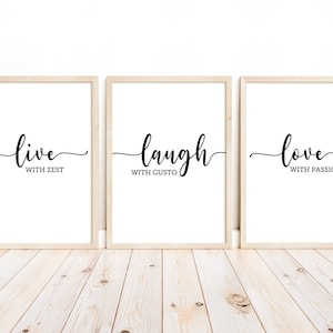 Live Laugh Love Wall Art Prints - Inspirational Quotes Digital Download - Home Decor Printable Typography - Instant Download