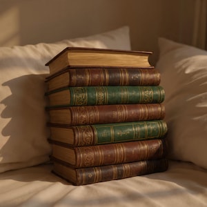 Vintage Book Stack Pillow – Reading Nook Cushion, Book Lover Gift, Dark Academia Library Accent