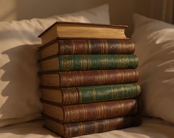Vintage Book Stack Pillow – Reading Nook Cushion, Book Lover Gift, Dark Academia Library Accent