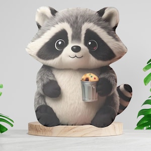 Kawaii Raccoon Pillow | Chubby Plush Trash Panda | Cute Hug Pillow | Cozy Animal Cushion | Adorable Raccoon Gift | Soft Squishy Plush