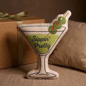 Martiniglas kussen voor decor barwagen, cocktailliefhebber cadeau