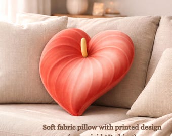 Anthurium Flower Pillow Modern Aesthetic Decor Sculptural Cushion Minimal Home Accent