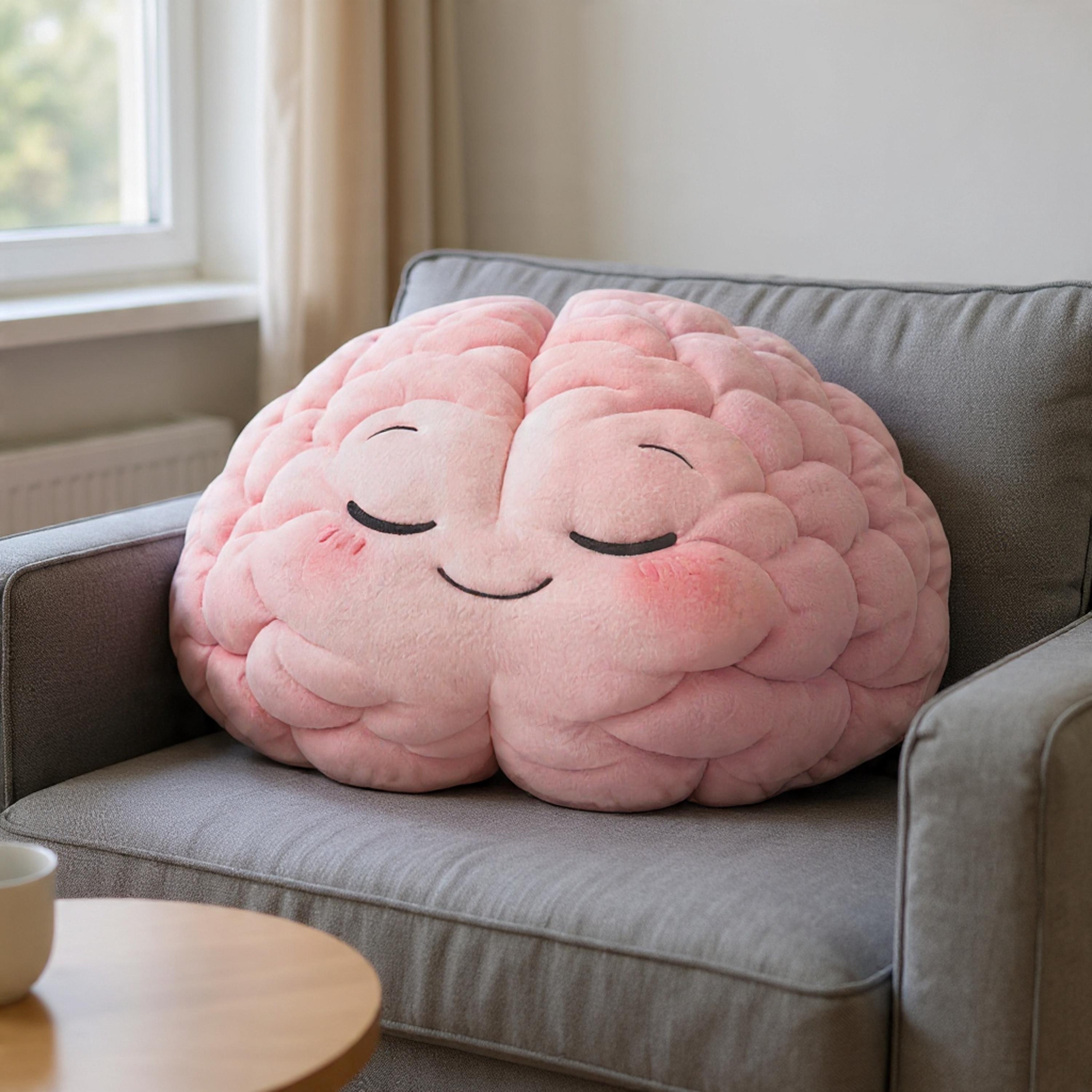 Brain Pillow for Therapy Room, Polyester Shaped Cushion, Double