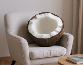 Kokosnootvormig kussen – tropisch fruitpluche voor strand- en boho-huisdecoratie