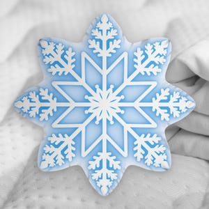 Snowflake Pillow | Snowflake shaped cushion | Winter scene pillow |  Blue winter pillow | Winter throw pillows | Blue White pillow