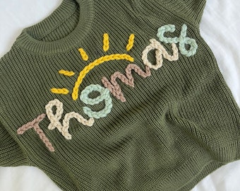 Emerald Hand-stitched personalized name sweater