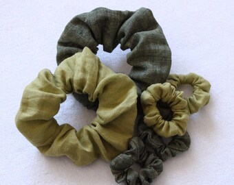 Scrunchies, coletero, Scrunchies de lino, coletero de lino, mini scrunchies, scrunchie verde, goma del pelo, adorno para el cabello