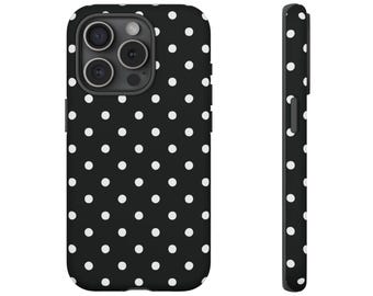 Black White Small Polka Dot Phone Case Cute Aesthetic Trendy Phone Case for iPhone 17 16 15 14 13 12 11 Samsung Galaxy pixel